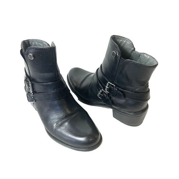 bussola Black Leather Classic Buckle Ankle Boots Booties Women’s EU 36 US 6-6.5 - Picture 1 of 13